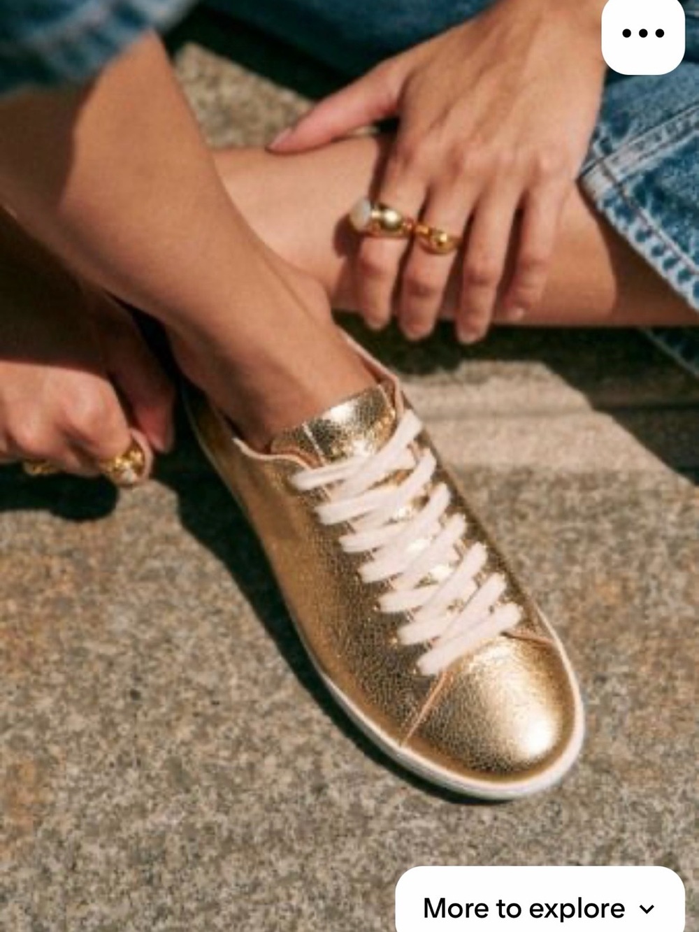Sezane Women's Metallic Gold Lace-Up Sneakers